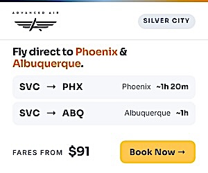 Advanced Airlines flies out of Silver City to Phoenix and Albuquerque